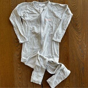 BONDS Australia Cozy Zipper Pajama One Piece Onesie Striped Gray | Size 3